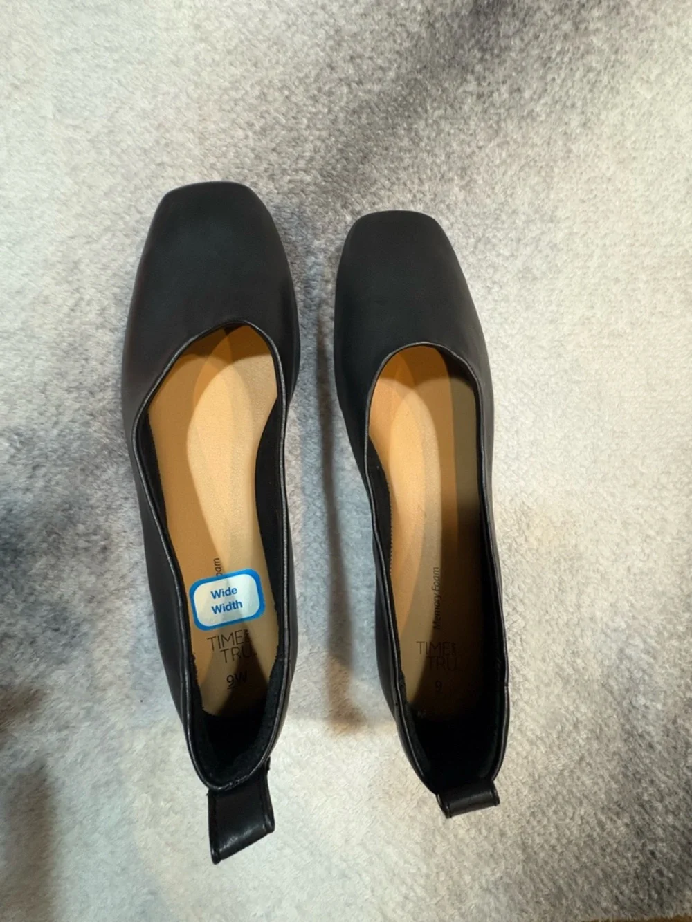 Time and Tru Black Square Toe Ballet Flats‎ | Mismatched Size 9W & 9